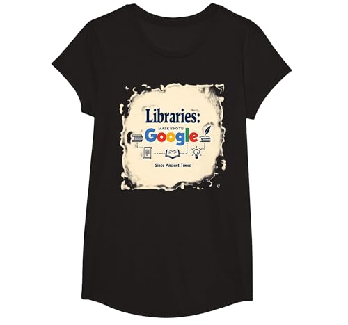 Bibliotheken: Google seit der Antike möglich Machen T-Shirt, Girls, Schwarz, XS von Generic