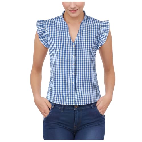 Bierfest Damen Trachtenblusen Trachtenbluse Karierte Bluse Kurzarmhemd Oktoberfest Hemd Mit Knopfverzierung Trachten Bierfest Tradition Kurzarm Bluse Trachtenbluse Bluse Große Größen Bayrische von Generic