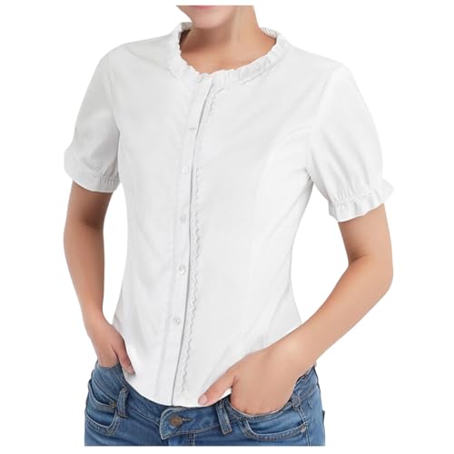 Bierfest Damen Trachtenblusen Trachtenbluse Karierte Bluse Kurzarmhemd Oktoberfest Hemd Mit Knopfverzierung Trachten Bierfest Tradition Kurzarm Bluse Trachtenbluse Bluse Große Größen Bayrische von Generic