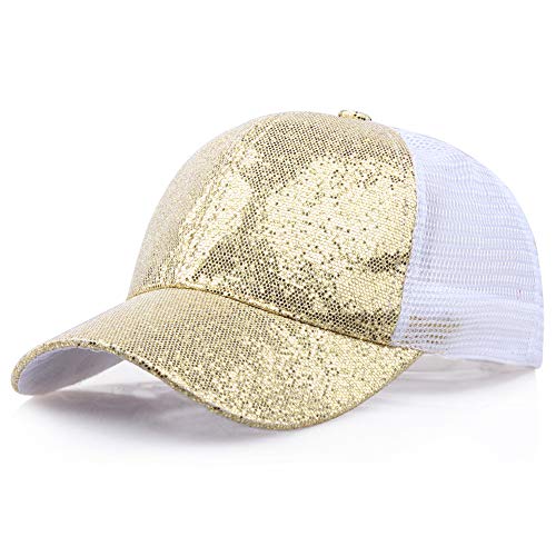 Bierkönig Cap Mützen Baseball Snapback unordentliche glänzende Busen Frauen Mütze Pailletten Sonne Hüte Damen (Gold, 54) von Generic