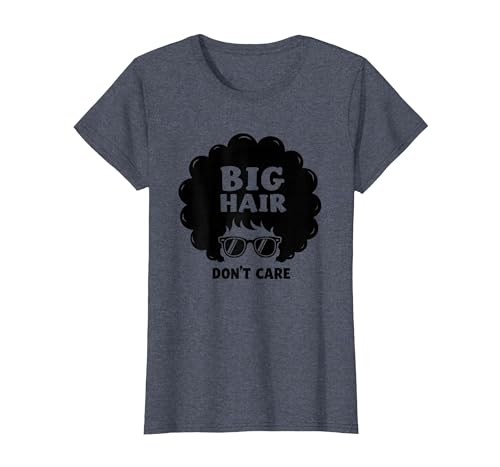 Big Hair Don't Care Retro Afro Sonnenbrille Grafik T-Shirt, Damen, Blau Meliert, XXL von Generic