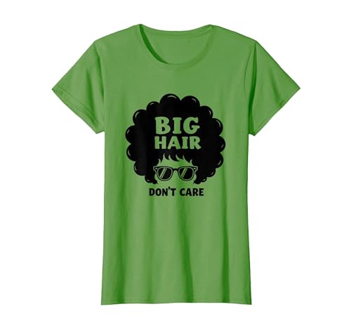 Big Hair Don't Care Retro Afro Sonnenbrille Grafik T-Shirt, Damen, Hellgrün, 3XL von Generic