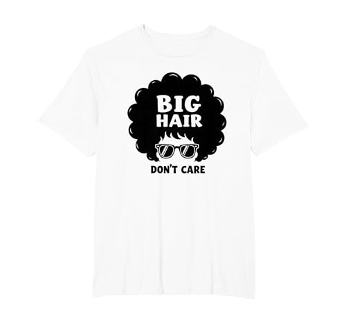 Big Hair Don't Care Retro Afro Sonnenbrille Grafik T-Shirt, Herren Große Größen, Weiß, 5X Tall von Generic