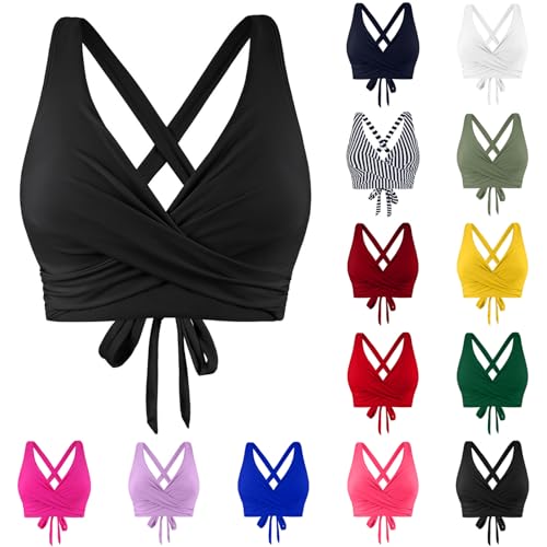 Generic Bikini BH Dame Bademoden Bikinioberteil Große Brüste Damen Push up Bikini Top Gepolstert Swimsuit Bra Sport Trocknend Padded Bikini Oberteil Rückenfrei Bikinioberteil mit Polster ohne Bügel von Generic