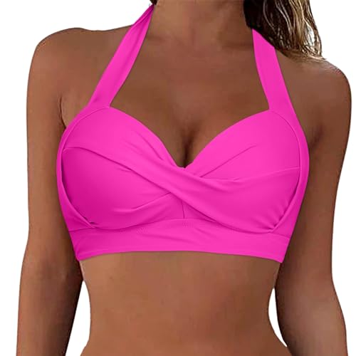 Bikini BH Dame Bademoden Bikinioberteil Große Brüste Damen Push up Bikini Top Gepolstert Swimsuit Bra Sport Trocknend Padded Bikini Oberteil Rückenfrei Bikinioberteil mit Polster ohne Bügel von Generic
