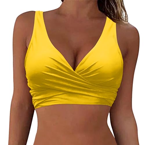 Bikini BH Damen Bademoden Bikinioberteil Große Brüste Damen Push up Bikini Top Gepolstert Swimsuit Bra Sport Trocknend Padded Bikini Swim Oberteil Rückenfrei Bikinioberteil (Weiß, S) von Generic