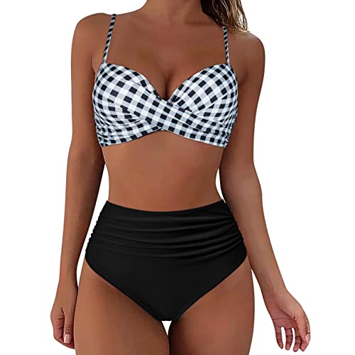 Bikini Damen Push Up Schnürung Triangel-Bikini-Set Chiffon Softcups Triangel-Bikini-Set Halstuch Monokini Triangle-Bikini Strandkleidung Swimmwear Bandeau Strandbikini von Generic