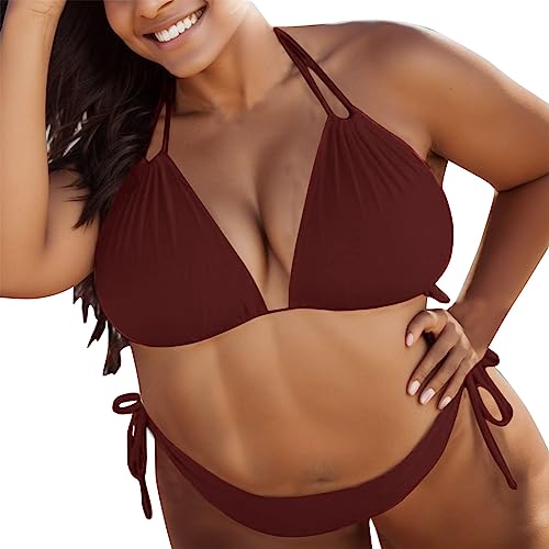 Bikini Damen Set, Badeanzug Große Größe Bikinis Bademode Bikinisets Bikini-Set Shape Push Up Schwarz Weiß Blau Triangel Neckholder Zweiteiliger Curvy Badeanzüge Teenager Mädchen von Generic