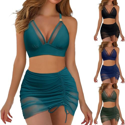 Bikini Damen Set High Waist Zweiteiliger Badeanzug Neckholder Push Up V Ausschnitt Strandmode Fischnetze Cut Out Bademode Swimsuit Bikini Damen Set High Waist Zweiteiliger Badeanzug Neckholder Push Up V Ausschnitt Strandmode Fischnetze Cut Out Bademode Swimsuit von Generic