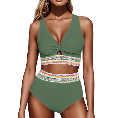 Bikini Damen Set Push Up Two Piece Tummy Control Swimsuit Bikini Top with Drawstring Bikini Bottoms Swimming Costume von Generic