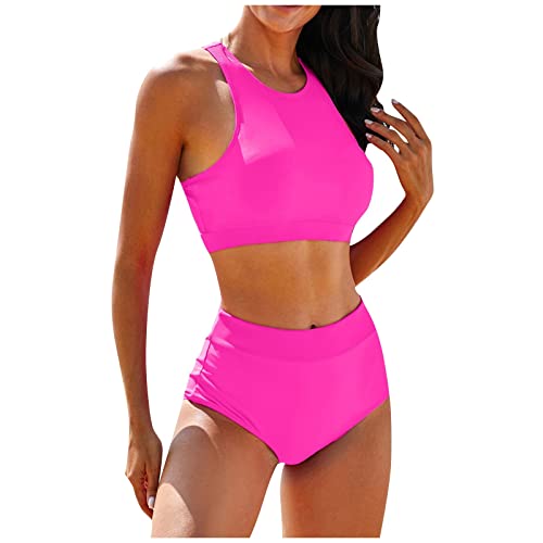 Bikini Damen Set Tankini Bikinioberteile Sport Bikini Damen High Waist Bikini Zweiteilig Bademode Imprimer Sport Plage Badeanzug Mit Tankini Oberteil Bikini Damen Push Up Rot M von Generic