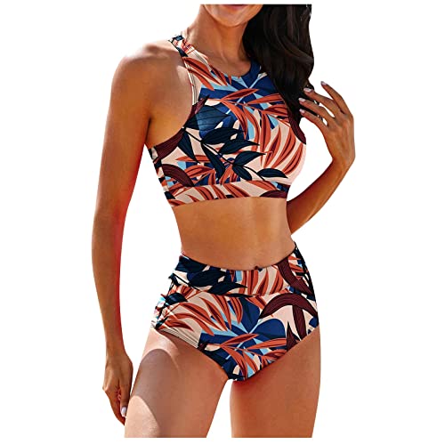 Bikini Damen Set Tankini Bikinioberteile Sport High Waist Bikini Zweiteilig Bademode Imprimer Badeanzug Mit Tankini Oberteil von Generic