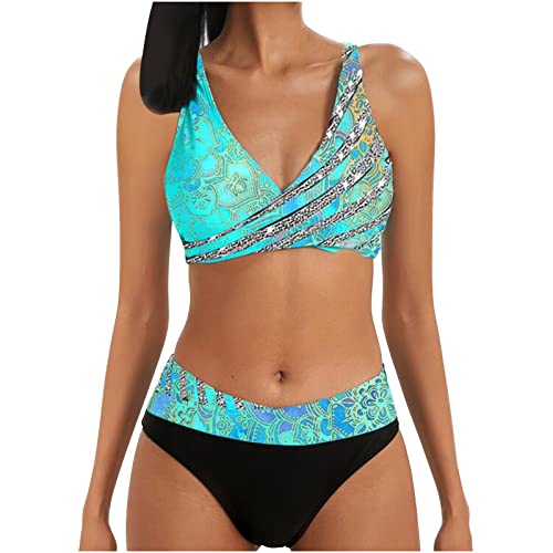 Bikini Damen Set Triangel Breites Unterbrustband Gerippte Bademode Zweiteiliger Badeanzug von Generic