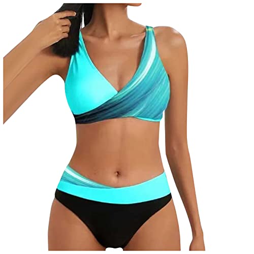 Bikini Damen Set Triangel Breites Unterbrustband Gerippte Bademode Zweiteiliger Badeanzug von Generic