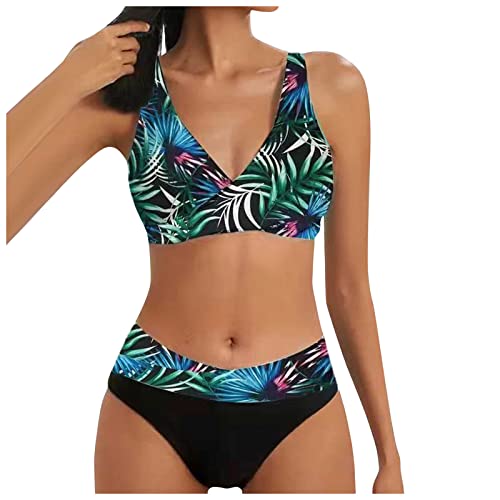 Bikini Damen Set Triangel Breites Unterbrustband Gerippte Bademode Zweiteiliger Badeanzug von Generic