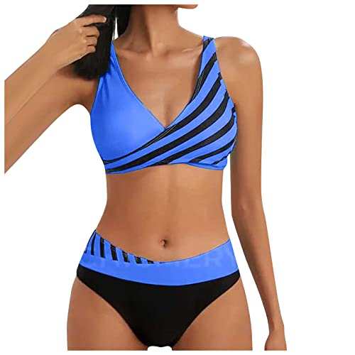 Bikini Damen Set Triangel Breites Unterbrustband Gerippte Bademode Zweiteiliger Badeanzug von Generic