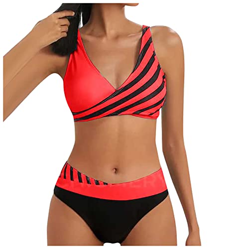 Bikini Damen Set Triangel Breites Unterbrustband Gerippte Bademode Zweiteiliger Badeanzug von Generic