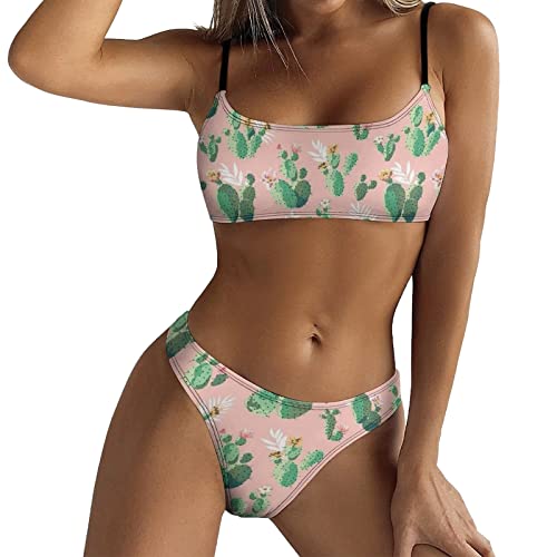 Bikini High Leg Schwarz Geeignete Badeanzüge für Frauen, lässig, hoch tailliert, Bikini, Bauchfreies Oberteil, Zweiteilige Badeanzüge, vollflächige Badeanzüge, Ausgefallene Sonnenbrille (Pink-k, XXL) von Generic