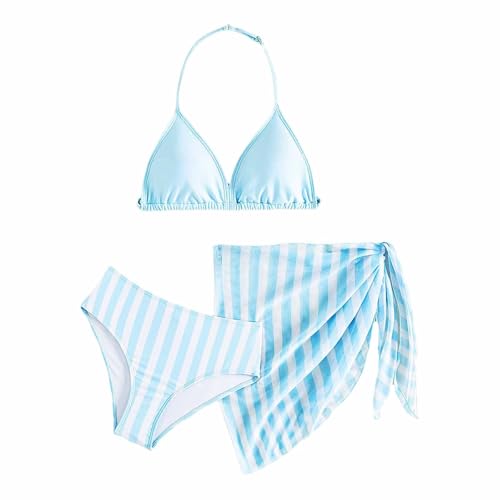 Bikini Mädchen 3 Stück Mädchen Bikini Sets Sommer Badeanzüge für Top mit Triangel Bikinihose und Rock Rüschen Tankini Badeanzug Surfen Badebekleidung Hawaii Schwimmanzug für 45826 Jahre von Generic