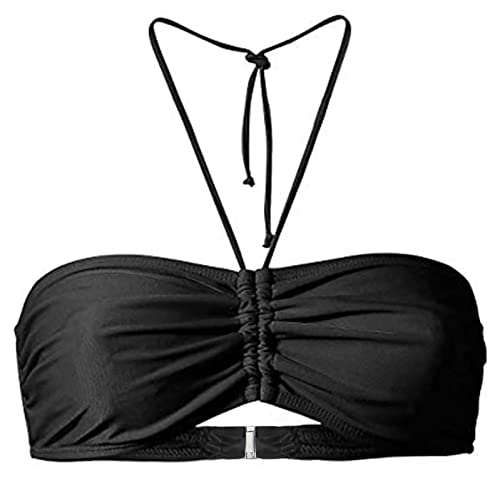 Bikini Oberteil Bandeau Bandeau Top Damen Abnehmbare Träger und Trägerlos Bandeau Bikini Oberteil Schwarz Top Bademode Beachwear Damen American Bikini Badeanzüge Passform Lässige von Generic
