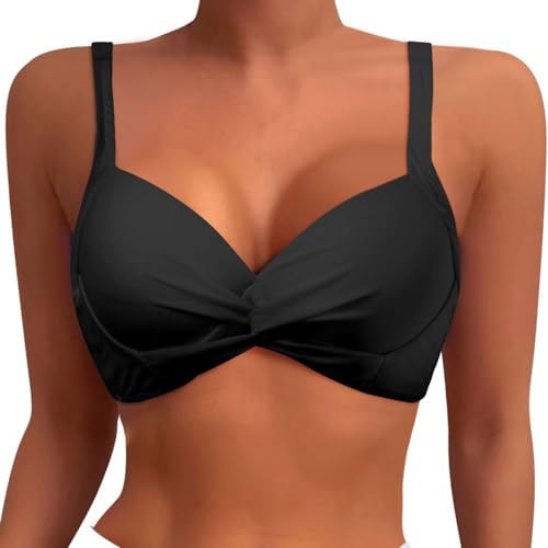 Bikini Oberteil Damen Push Up, Bikini Top Sexy Ausschnitt Wickeloptik Bikinioberteile für Damen Schnell Trocknend Verstellbar Bikinioberteil Einzeln Bikinitops Schwimmbikini für Den Pool von Generic