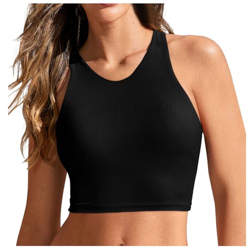Bikini Oberteil Damen Racerback Bikini Top Swimsuit Schnell Trocknend Padded Bikini Swim Oberteil Swimsuit Tank Tops Bikini BH Damen Bademode Bikinioberteil von Generic