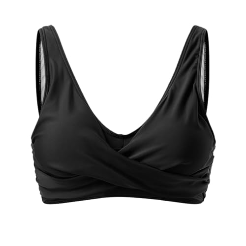 Bikini Oberteil Große Brüste Damen Push up Bikinioberteile Rückenfreies Bikinioberteil V Ausschnitt Badeanzug Bademoden Verstellbar Swimsuit Bra Sport Bikini Bustier Oberteile von Generic