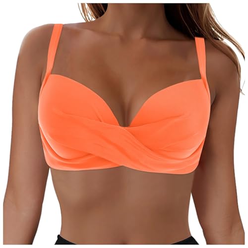 Bikini Oberteil Große Brüste Damen V Ausschnitt Badeanzug Bademoden Verstellbar Swimsuit Bra Sport 2025 Strandmode Bikinis Push up Rückenfreies Bikinioberteil Bikini Top Bikini Oberteil Große Brüste von Generic