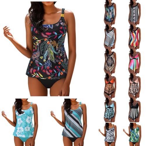 Bikini Schulterfrei Badeanzug Shape 48 Schwimmanzug Damen Mit Kopftuch Badeanzug Mit Push Up Effekt GüNstige Bademode GroßE GrößEn Bikini Damen Mollige Frauen Bikini Marineblau Tankini Schwarz von Generic