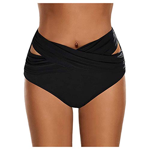 Bikinihose Damen Bauchweg High Waist Badeshorts Schwarz Retro Ruched Badehose Bikini Hosen Badeanzug Slip Klassische Bikini Unterteil Bikinislip für Frauen von Generic