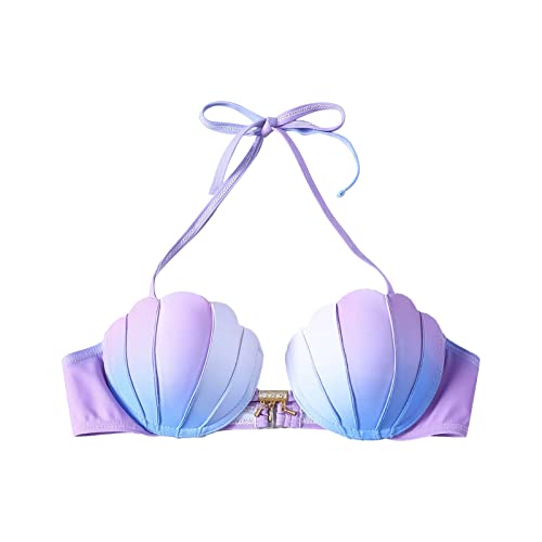 Bikinioberteil mit Trägern, Meerjungfrauen Badeanzug,Gradient Colour Bikini Mermaid Shell Swimwear, Push-Up-Badeanzug, Tops für Damen mit Bügel, Badeanzug, Tops, Badeanzug von Generic