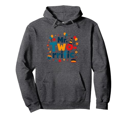 Birthday Boy 2 Mr. Two Rrific Celebration Pullover Hoodie, Unisex für Erwachsene, Anthrazit Meliert, S von Generic
