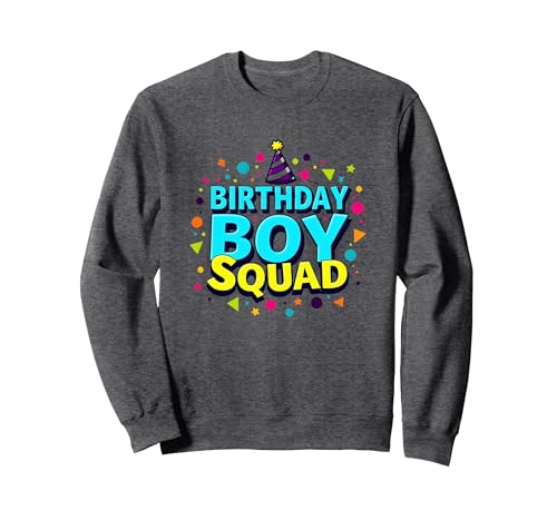 Birthday Boy Squad Festliche Feier Party Hut Spaß Sweatshirt, Unisex für Erwachsene, Anthrazit Meliert, M von Generic