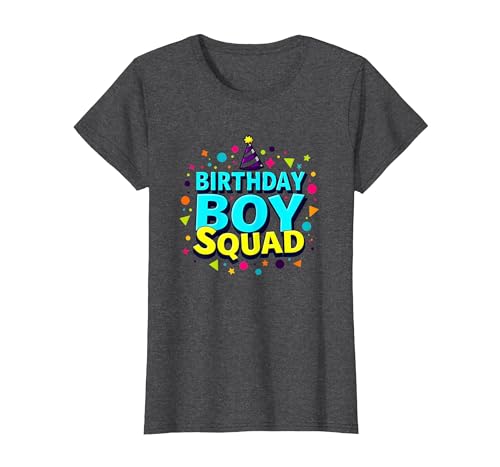 Birthday Boy Squad Festliche Feier Party Hut Spaß T-Shirt, Damen, Anthrazit Meliert, XL von Generic