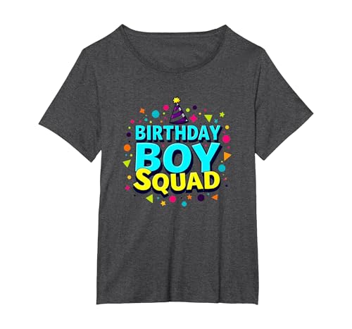 Birthday Boy Squad Festliche Feier Party Hut Spaß T-Shirt, Damen Große Größen, Anthrazit Meliert, 4X von Generic