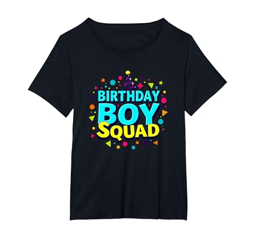 Birthday Boy Squad Festliche Feier Party Hut Spaß T-Shirt, Damen Große Größen, Schwarz, 2X von Generic