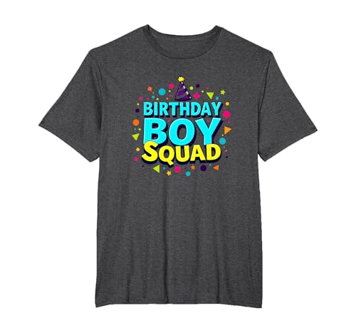 Birthday Boy Squad Festliche Feier Party Hut Spaß T-Shirt, Herren Große Größen, Anthrazit Meliert, 2X Tall von Generic