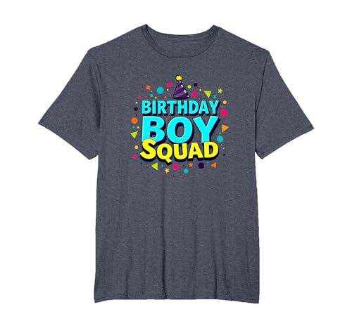 Birthday Boy Squad Festliche Feier Party Hut Spaß T-Shirt, Herren Große Größen, Blau Meliert, 2X Tall von Generic
