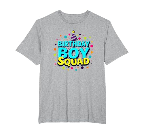 Birthday Boy Squad Festliche Feier Party Hut Spaß T-Shirt, Herren Große Größen, Grau Meliert, 5X Tall von Generic