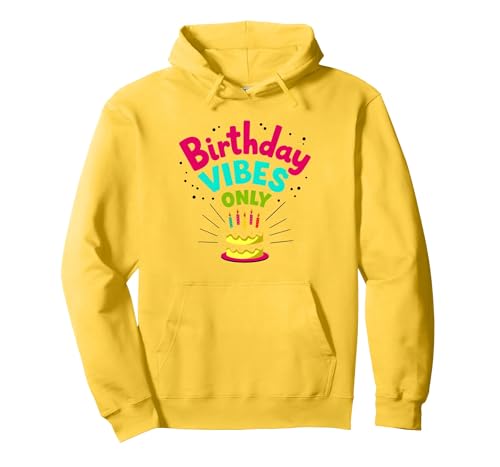 Birthday Vibes Only Festive Cake Celebration, Birthday Girl Pullover Hoodie, Unisex für Erwachsene, Gelb, XL von Generic