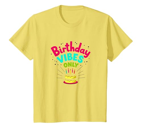 Birthday Vibes Only Festive Cake Celebration, Birthday Girl T-Shirt, Kinder, Gelb, 98 von Generic
