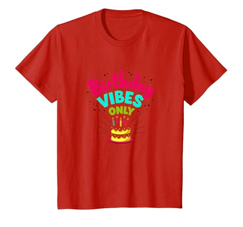 Birthday Vibes Only Festive Cake Celebration, Birthday Girl T-Shirt, Kinder, Rot, 92 von Generic