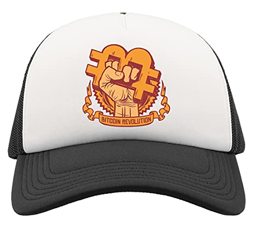 Bitcoin Revolution Bitcoin Logo Hand Graphic Half Mesh Trucker Cap Baseball Hat Snapback Black von Generic