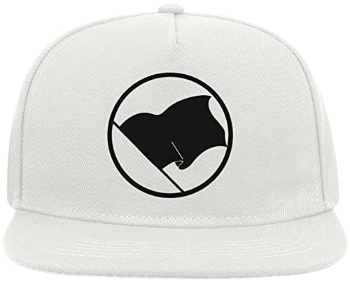 Black Anarchy Flag Graphic Snapback Flat Visor Cotton Blend Cap Weiß von Generic