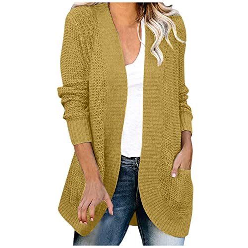 Black Friday Angebote 2024 Ab Wann Weste Damen Lang, Jeans Jacke Echtfell Jacke Kurze Weste Wollmantel Tailliert Mango Wintermantel Regenhose Und Jacke Sexy Strickjacken(Gelb-2,XL) von Generic