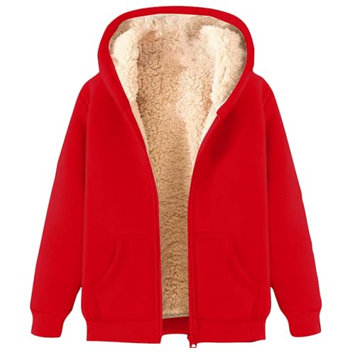 Black Friday Angebote 2024 Kapuzenjacke Damen Einfarbig Sweatjacke Gepolstert Gefüttert Jacke Winter Übergangsjacke Zipper Mantel Kapuze Hoodie Große Größen Sweatshirt mit Tasche Warm Cardigan von Generic