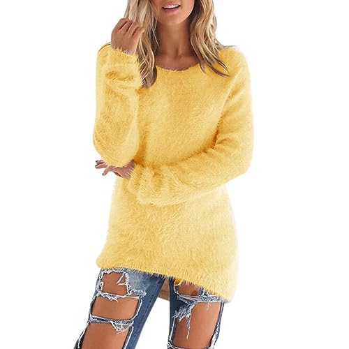 Black Friday Angebote 2024 Langarmshirt Damen Teddyfleece Pullover Lang Slim Fit Fleecepullover Winter Elegant Tops Einfarbig Große Größen Oberteile Warm Bluse Langarm Sweatshirt Thermo Shirt von Generic