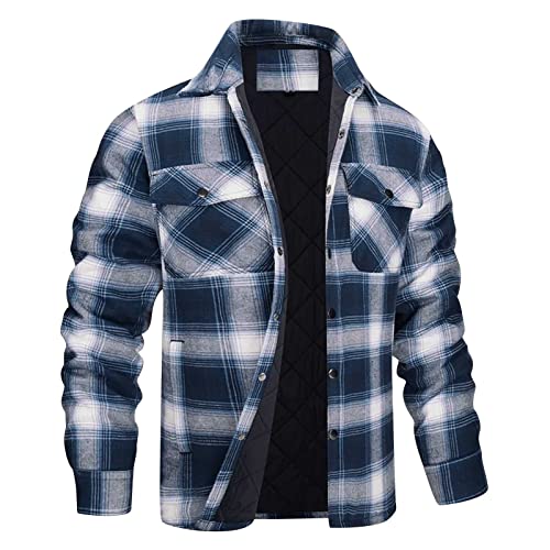 Black Friday Angebote 2024 Mantel Herren Karierte Hemdjacke Reverskragen Einreihiges Jacke Mode Karohemd Warm Übergangsjacke Große Größen Winterjacke Winter Arbeitshemd Trachtenhemd von Generic