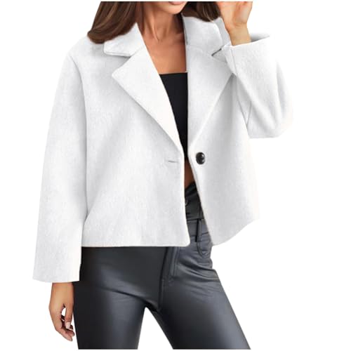 Black Friday Angebote 2024 ab wann Kurz Wollmantel Damen Rever Knöpfen Mantel Einfarbig Blazer Jacke Trendiges Winterjacke Leichte Wolljacke Essentials Übergangsjacke Winter Freizeitjacke von Generic