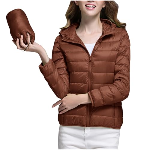 Black Friday Angebote 2024 ab wann Steppjacke Damen Leichte Winterjacke Kapuze Zipper Übergangsjacke Essentials Hoodie Jacke Einfarbig Pufferjacke mit Tasche Winter Steppmantel Outdoorjacke von Generic